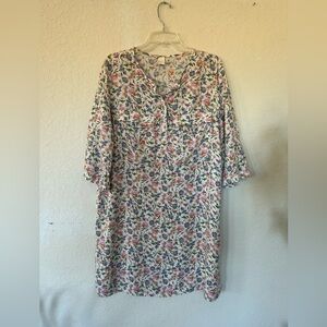 H&M White Floral all-over print 3/4 Sleeve Shirt Dress, summer dress Size 10